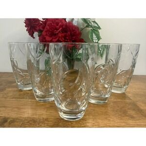 Vintage Cristal D'Arques Durand Botanic Leaf Pattern Cooler Glasses Sett